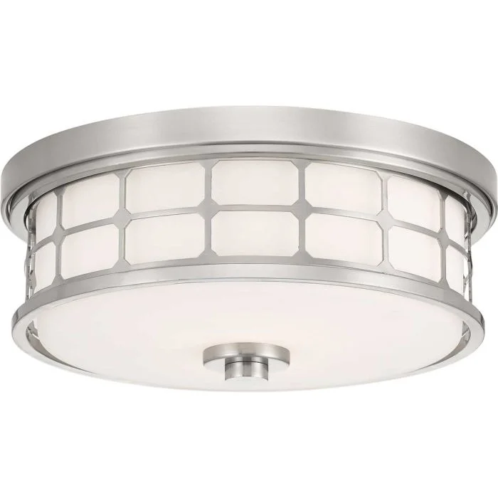 Track lighting for illuminating dining tablesCommercial - grade track lighting for storesGuardian 2Lt Flush IP44 - Brushed Nickel / Painted Natural Brass
