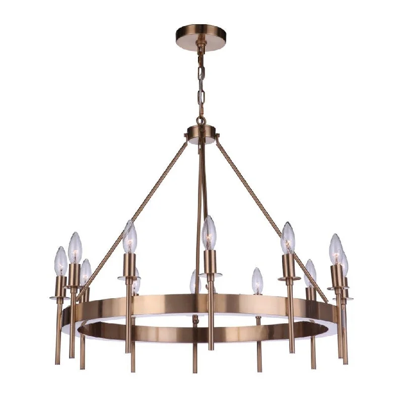 Industrial Lighting for Pharmaceutical ManufacturingLarrson 12 Light Chandelier in Satin Brass