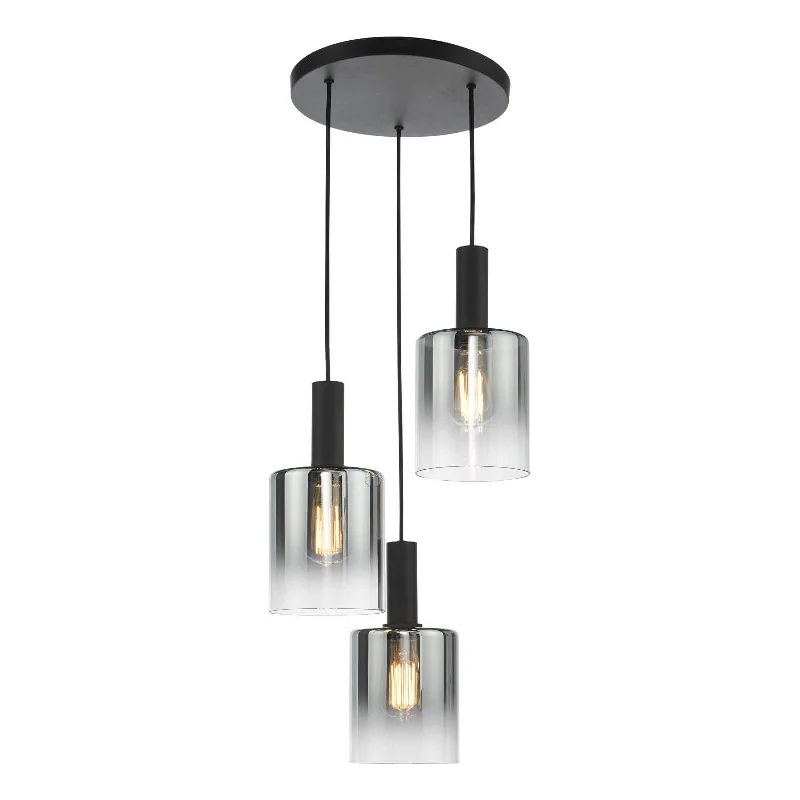 Track lighting for outdoor gardensIndustrial - style track lighting for loftsSavannah 3 Light Cluster Pendant Matt Black and Smoked Glass