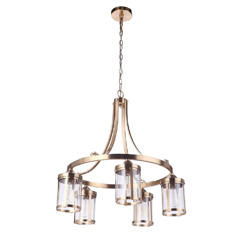 Industrial Flood Lighting for Outdoor Loading DocksElliot 5 Light in Satin Brass