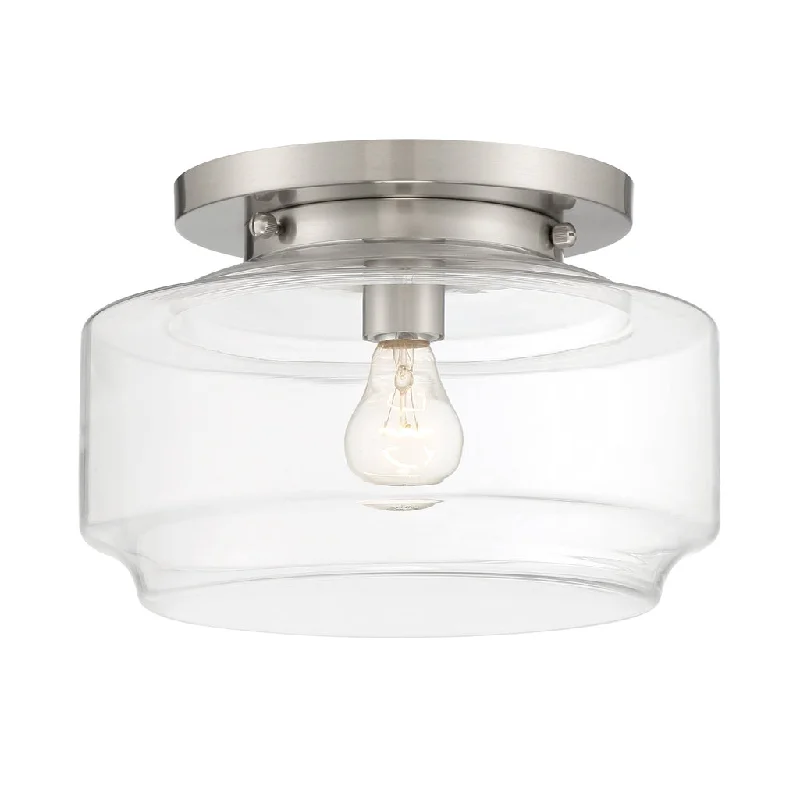 Industrial Emergency Lighting for Safety in FactoriesPeri 1 Light 12" Flushmount in Brushed Polished Nickel Industrial Emergency Lighting for Safety in FactoriesPeri 1 Light 12" Flushmount in Brushed Polished Nickel
