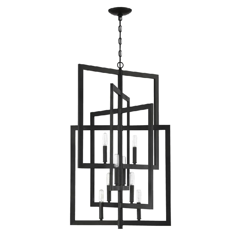 Industrial Lighting for Textile MillsPortrait 8 Light Foyer in Espresso
