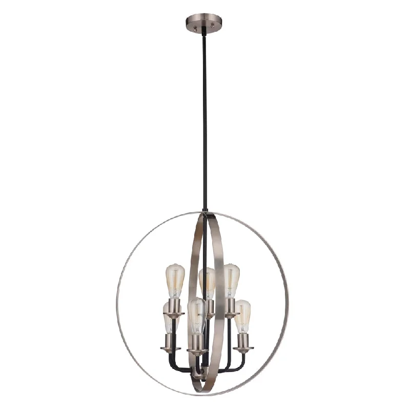 Energy - Efficient Industrial Lighting for Cost - SavingsRandolph 6 Light Foyer in Flat Black/Brushed Polished Nickel Energy - Efficient Industrial Lighting for Cost - SavingsRandolph 6 Light Foyer in Flat Black/Brushed Polished Nickel