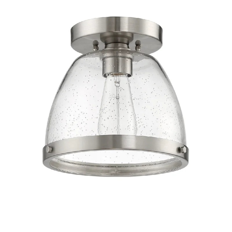 Industrial Task Lighting for Precision WorkstationsLodie 1 Light 7.5" Flushmount in Brushed Polished Nickel