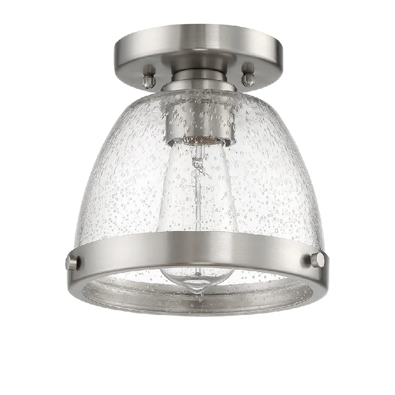 Low - Bay Industrial Lighting Fixtures for Small FactoriesLodie 1 Light 9.5" Flushmount in Brushed Polished Nickel