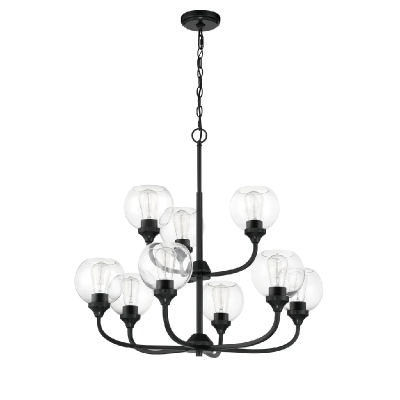 Industrial Flood Lighting for Outdoor Loading DocksGlenda 9 Light Chandelier in Flat Black