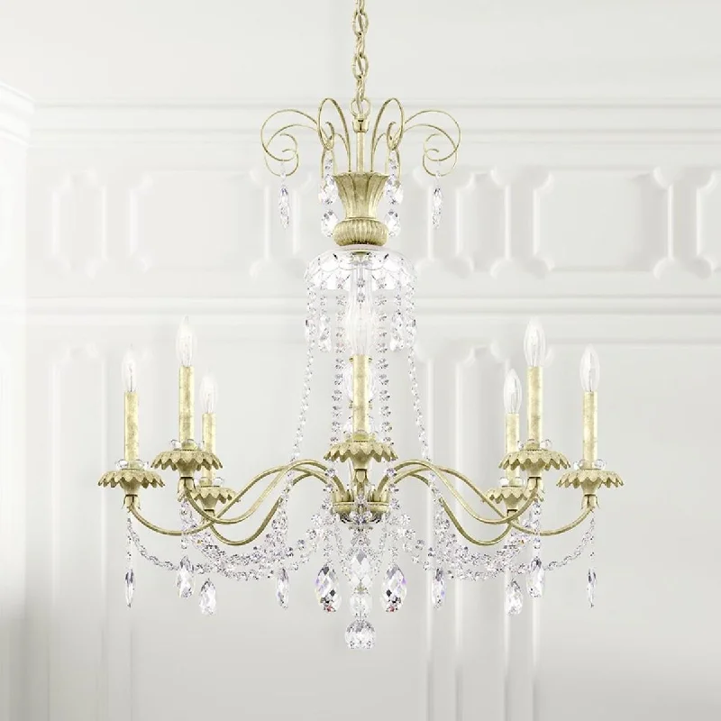 Low - Bay Industrial Lighting Fixtures for Small FactoriesHelenia 8 Light Heirloom Silver Chandelier with Clear Heritage Crystals