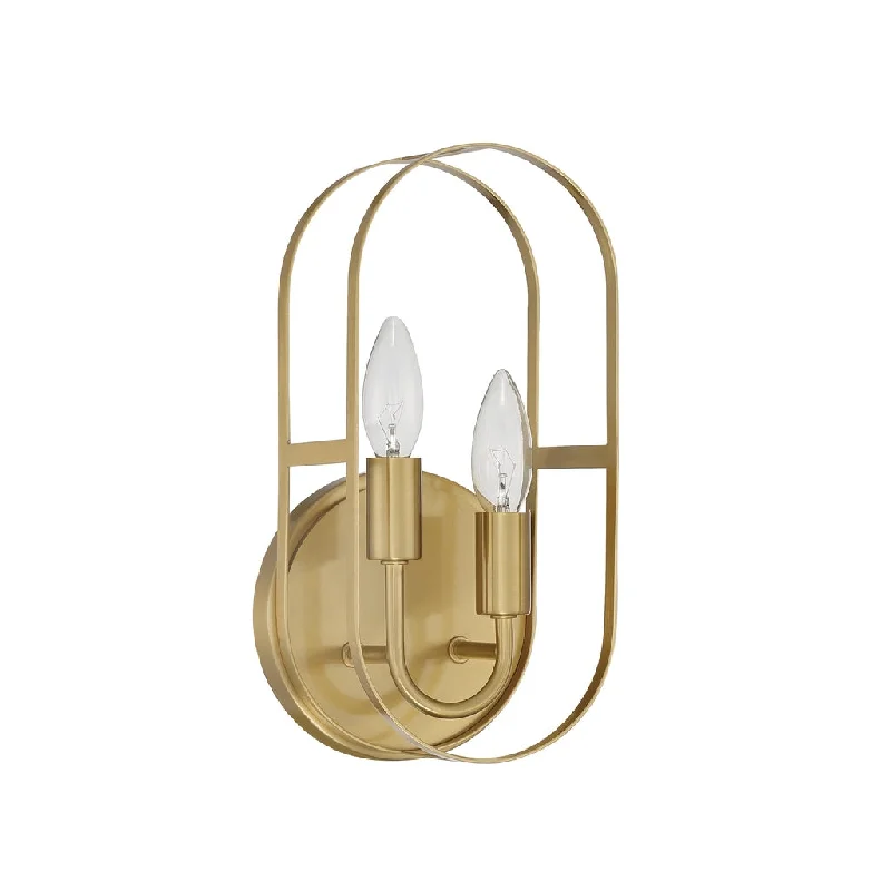 Industrial Lighting for Automotive Manufacturing PlantsMindful 2 Light Sconce in Satin Brass Industrial Lighting for Automotive Manufacturing PlantsMindful 2 Light Sconce in Satin Brass