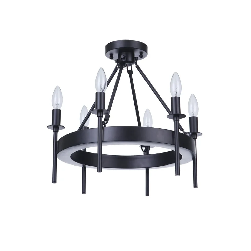 Industrial Task Lighting for Precision WorkstationsLarrson 6 Light Semi Flush in Flat Black Industrial Task Lighting for Precision WorkstationsLarrson 6 Light Semi Flush in Flat Black