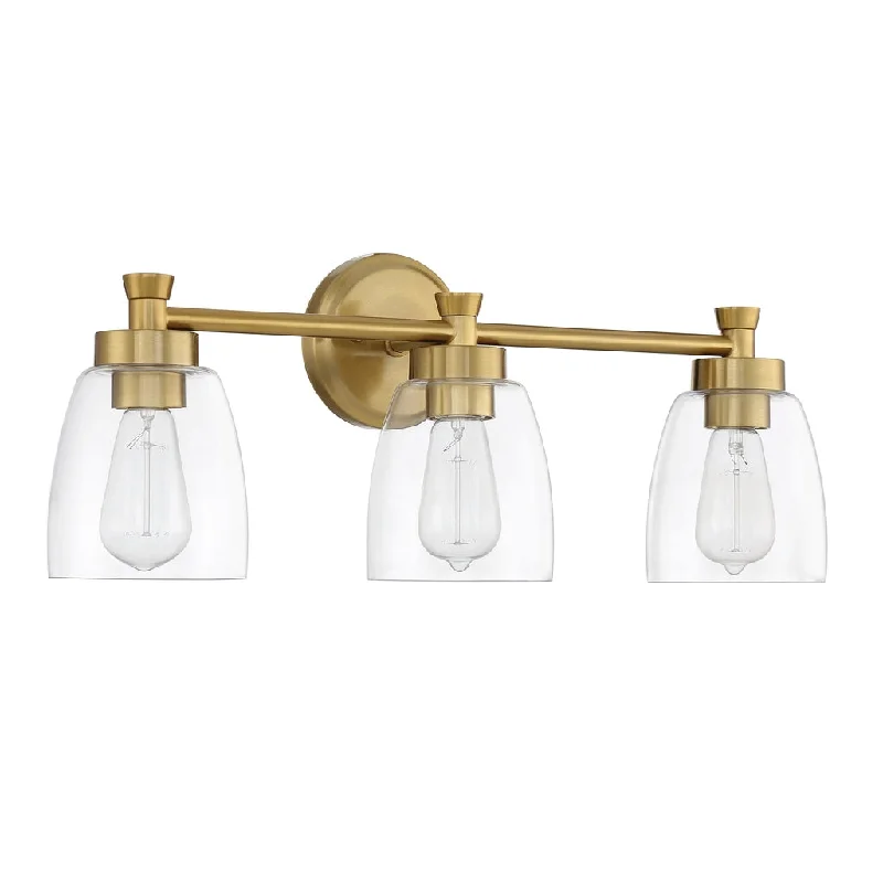 Industrial Lighting for Pharmaceutical ManufacturingHenning 3 Light Vanity in Satin Brass