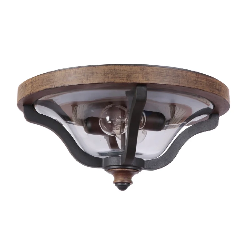 Industrial Exit Sign Lighting for Quick EvacuationAshwood 2 Light Outdoor Flushmount in Textured Black/Whiskey Barrel Industrial Exit Sign Lighting for Quick EvacuationAshwood 2 Light Outdoor Flushmount in Textured Black/Whiskey Barrel
