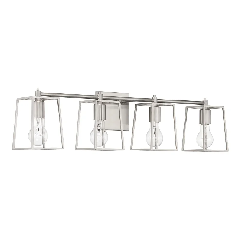 Industrial Lighting for Pharmaceutical ManufacturingDunn 4 Light Vanity in Brushed Polished Nickel Industrial Lighting for Pharmaceutical ManufacturingDunn 4 Light Vanity in Brushed Polished Nickel