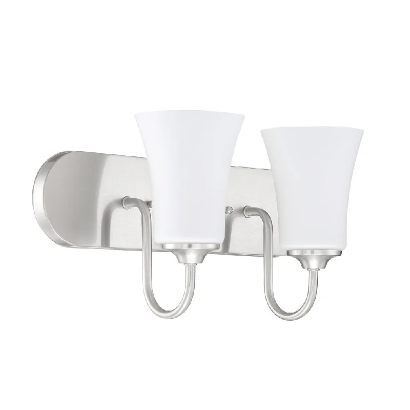Industrial Exit Sign Lighting for Quick EvacuationGwyneth 2 Light Vanity in Brushed Polished Nickel (White Glass) Industrial Exit Sign Lighting for Quick EvacuationGwyneth 2 Light Vanity in Brushed Polished Nickel (White Glass)