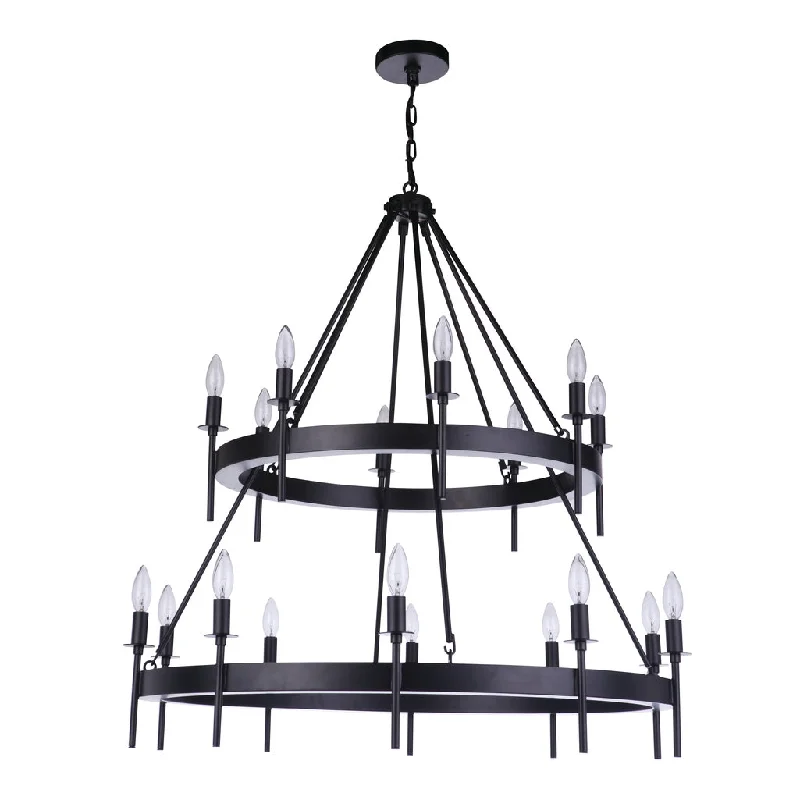 Industrial Lighting for Textile MillsLarrson 18 Light Chandelier in Flat Black
