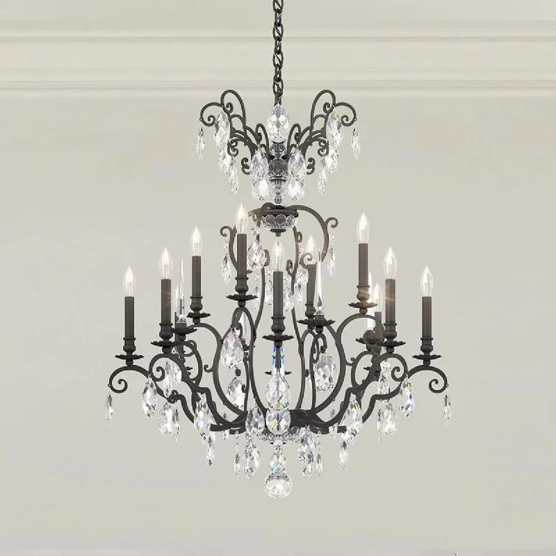 Dimmable Industrial Lighting for Ambiance ControlRenaissance Nouveau 12 Light Black Chandelier with Heritage Crystal
