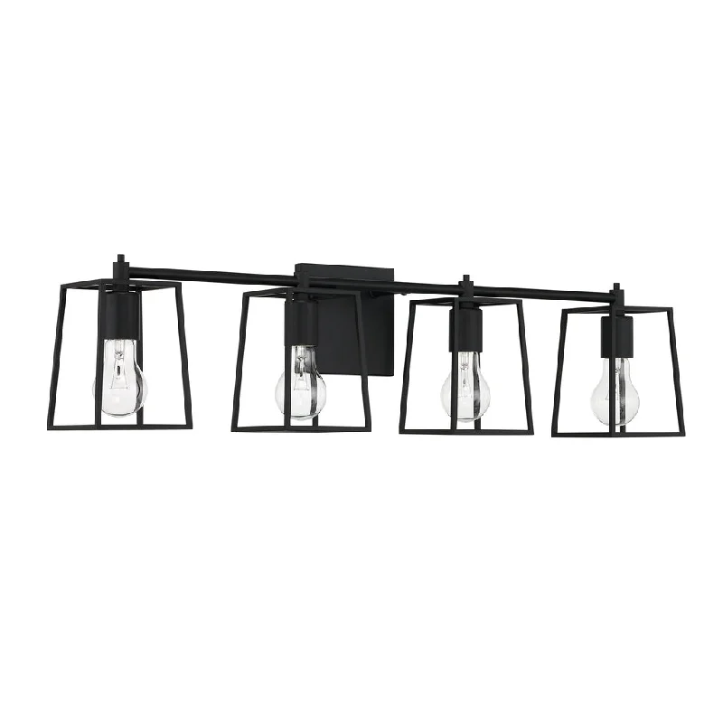 Industrial Flood Lighting for Outdoor Loading DocksDunn 4 Light Vanity in Flat Black