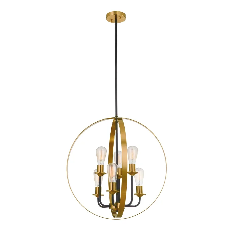 Industrial Lighting for Metal Fabrication ShopsRandolph 6 Light Foyer in Flat Black/Satin Brass Industrial Lighting for Metal Fabrication ShopsRandolph 6 Light Foyer in Flat Black/Satin Brass