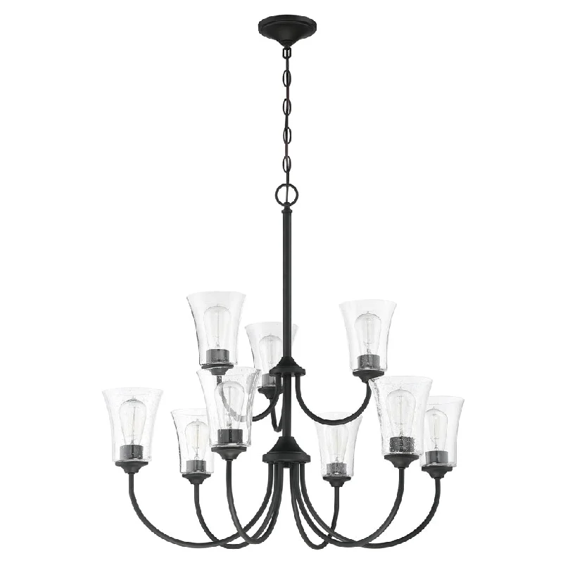 Industrial Flood Lighting for Outdoor Loading DocksGwyneth 9 Light Chandelier in Flat Black