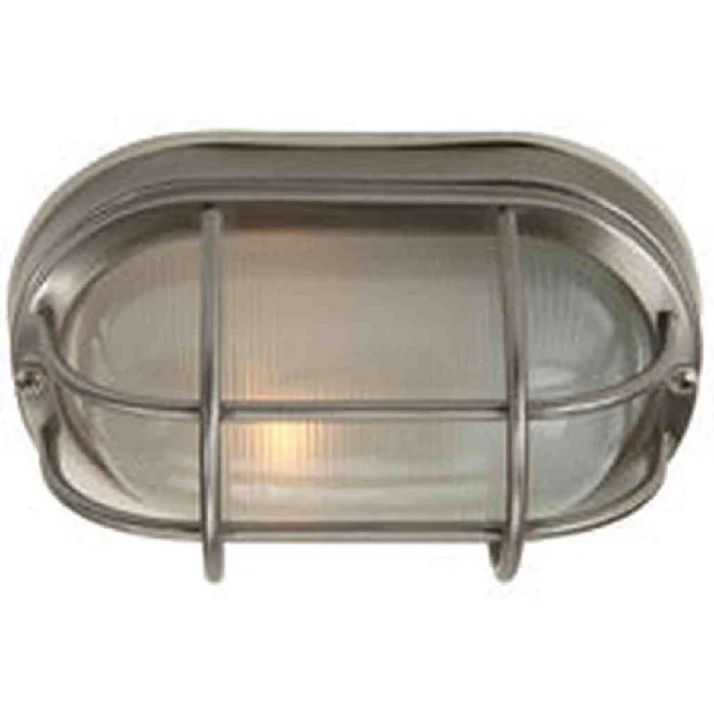 Dimmable Industrial Lighting for Ambiance ControlOval Bulkhead 1 Light Small Flush/Wall Mount in Stainless Steel Dimmable Industrial Lighting for Ambiance ControlOval Bulkhead 1 Light Small Flush/Wall Mount in Stainless Steel