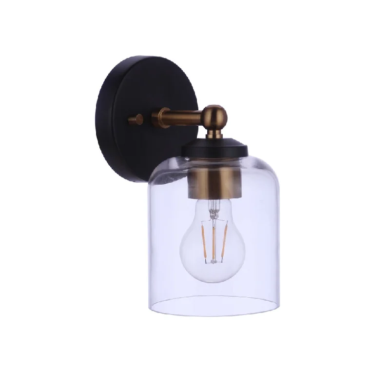 Industrial Area Lighting for Large Open SpacesCoppa 1 Light Wall Sconce in Flat Black/Satin Brass