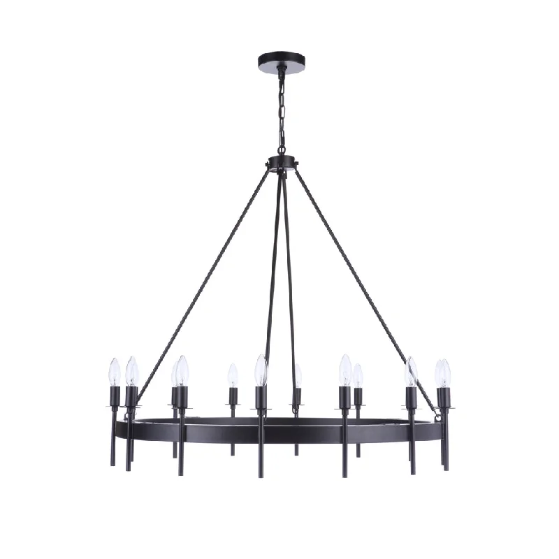 Industrial Area Lighting for Large Open SpacesLarrson 14 Light Chandelier in Flat Black Industrial Area Lighting for Large Open SpacesLarrson 14 Light Chandelier in Flat Black