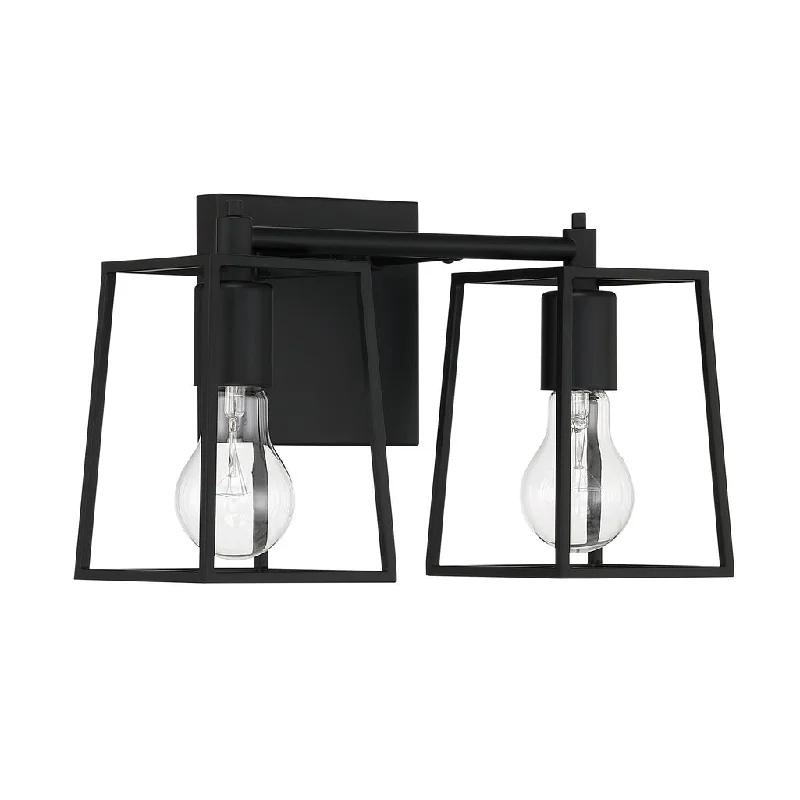 Industrial Lighting for Textile MillsDunn 2 Light Vanity in Flat Black