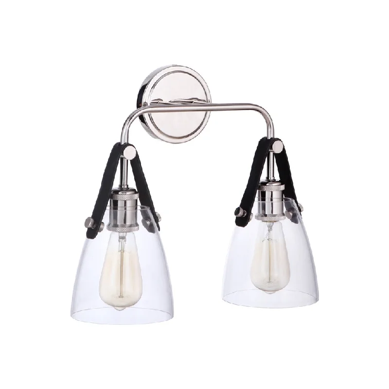 Durable Industrial Lighting for Harsh EnvironmentsHagen 2 Light Wall Sconce in Polished Nickel