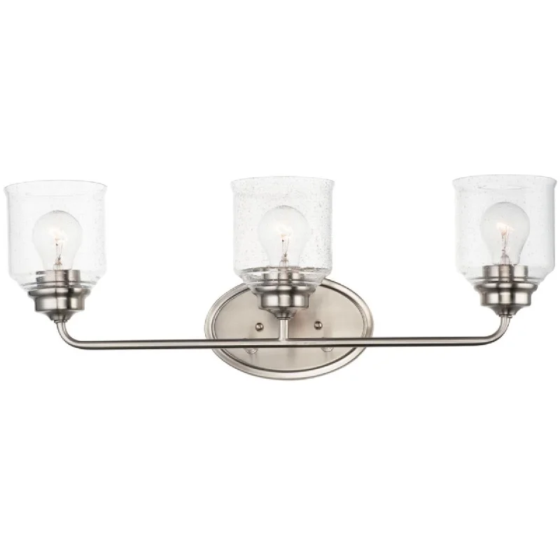 Waterproof Industrial Lighting for Wet AreasAcadia 25 in. 3 Lights Vanity Light Satin Nickel Finish Waterproof Industrial Lighting for Wet AreasAcadia 25 in. 3 Lights Vanity Light Satin Nickel Finish