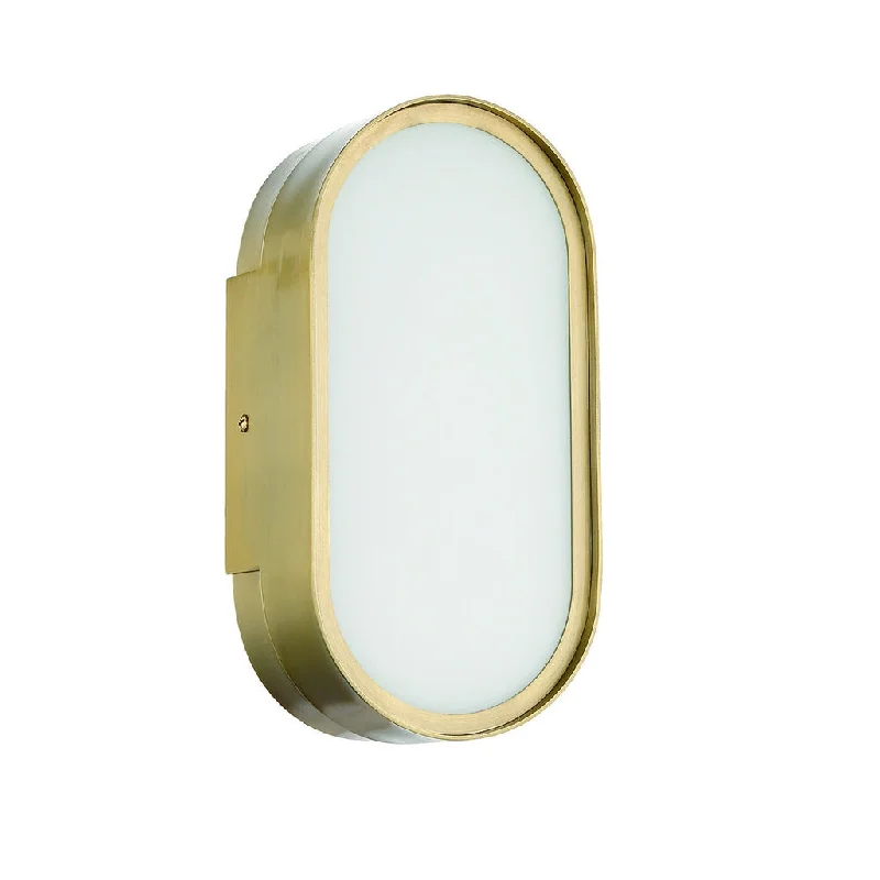 Industrial Exit Sign Lighting for Quick EvacuationMelody 1 Light LED Wall Sconce in Satin Brass Industrial Exit Sign Lighting for Quick EvacuationMelody 1 Light LED Wall Sconce in Satin Brass