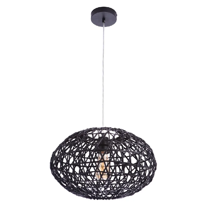 Industrial Lighting for Printing Press FacilitiesNatural Pendant 1 Light Pendant w/ Woven Black Rattan Orb Industrial Lighting for Printing Press FacilitiesNatural Pendant 1 Light Pendant w/ Woven Black Rattan Orb