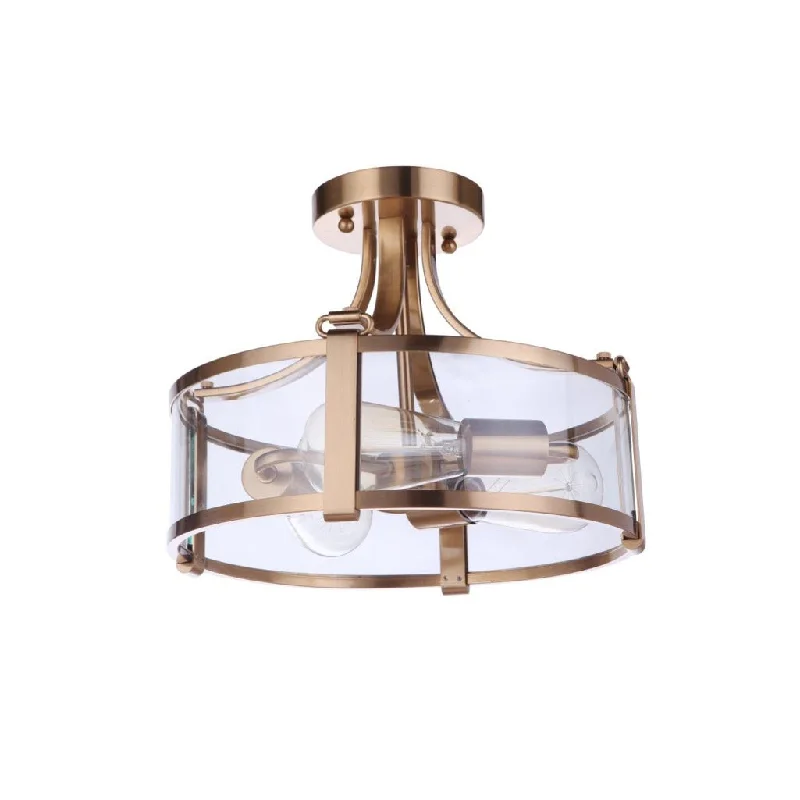 Industrial Lighting for Electronics ManufacturingElliot 3 Light Semi Flush in Satin Brass