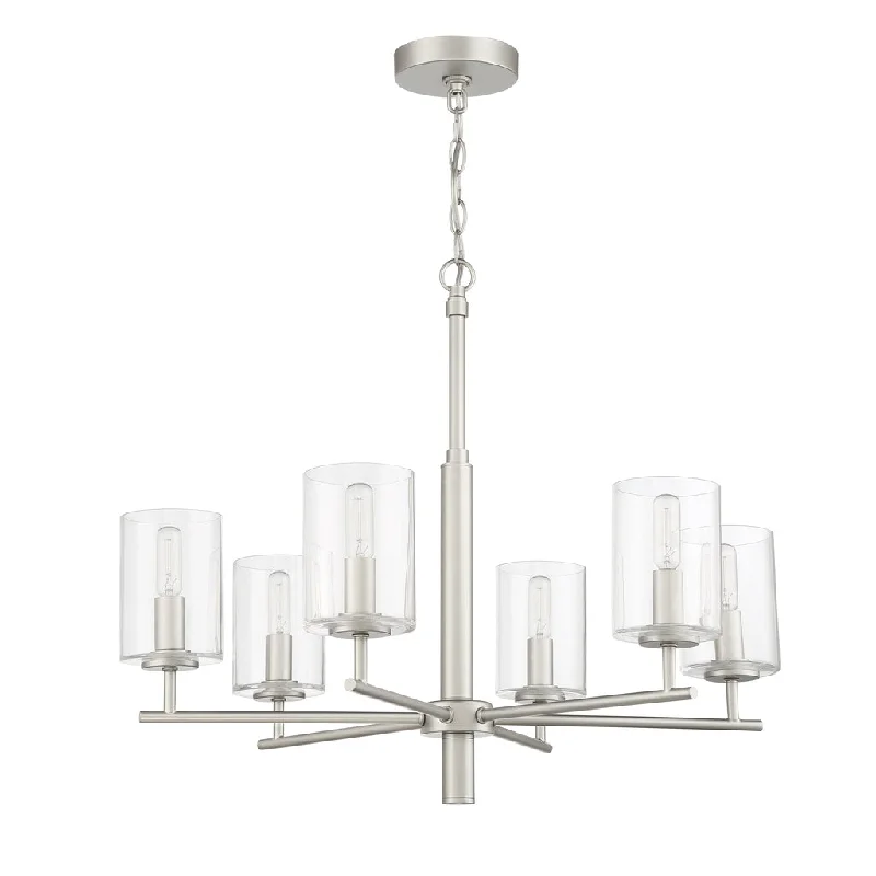 Industrial Lighting for Chemical PlantsHailie 6 Light Chandelier in Satin Nickel