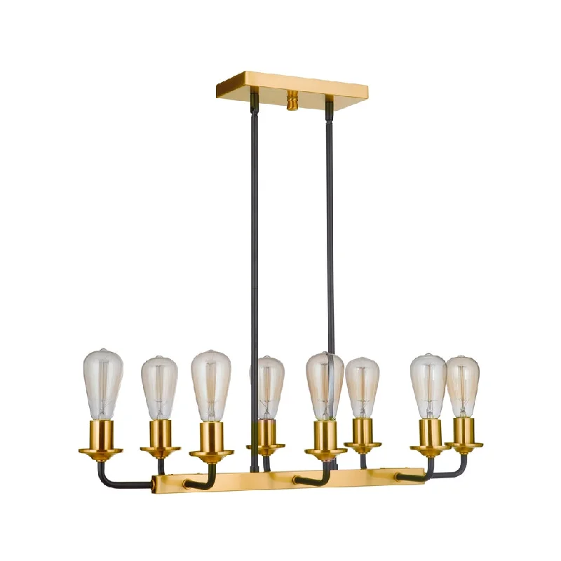 Industrial Lighting for Automotive Manufacturing PlantsRandolph 8 Light Island in Flat Black/Satin Brass Industrial Lighting for Automotive Manufacturing PlantsRandolph 8 Light Island in Flat Black/Satin Brass