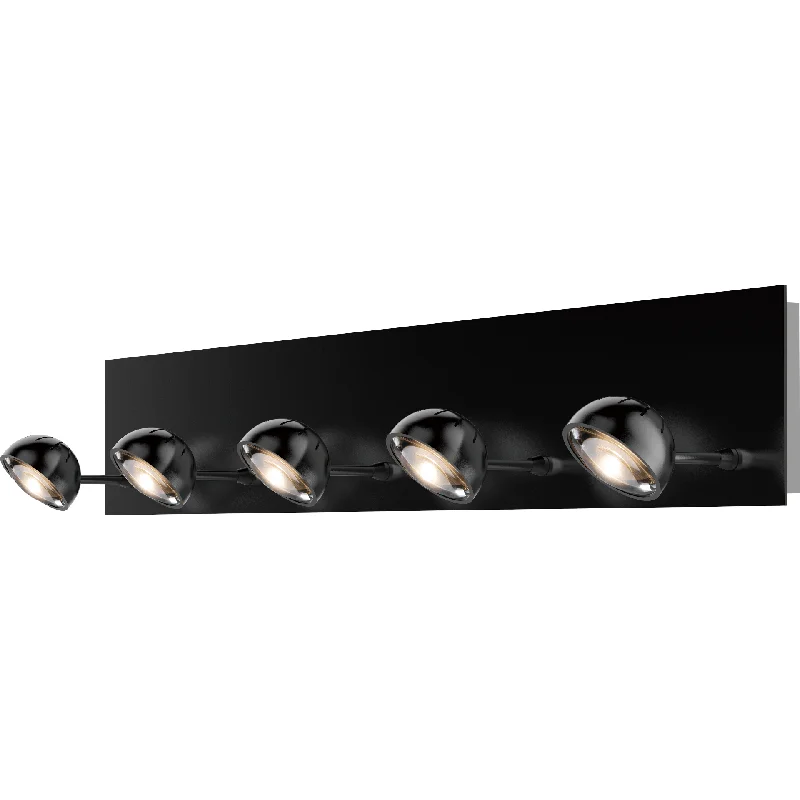 Track lighting with integrated LED driversTrack lighting with a chunky, bold designHoroscope 5-Light Vanity Light Track lighting with integrated LED driversTrack lighting with a chunky, bold designHoroscope 5-Light Vanity Light