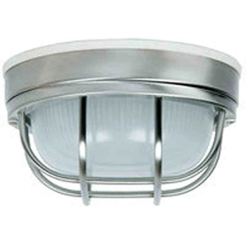 Dimmable Industrial Lighting for Ambiance ControlRound Bulkhead 1 Light Small Flush/Wall Mount in Stainless Steel Dimmable Industrial Lighting for Ambiance ControlRound Bulkhead 1 Light Small Flush/Wall Mount in Stainless Steel