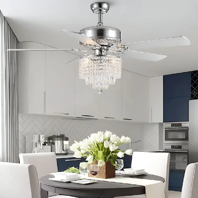Chandeliers with Frosted Glass for a Softer Light DiffusionChandeliers with Frosted Glass for a Softer Light Diffusion3 - Tier Raindrop Crystal Kitchen Ceiling Fan with Remote Control