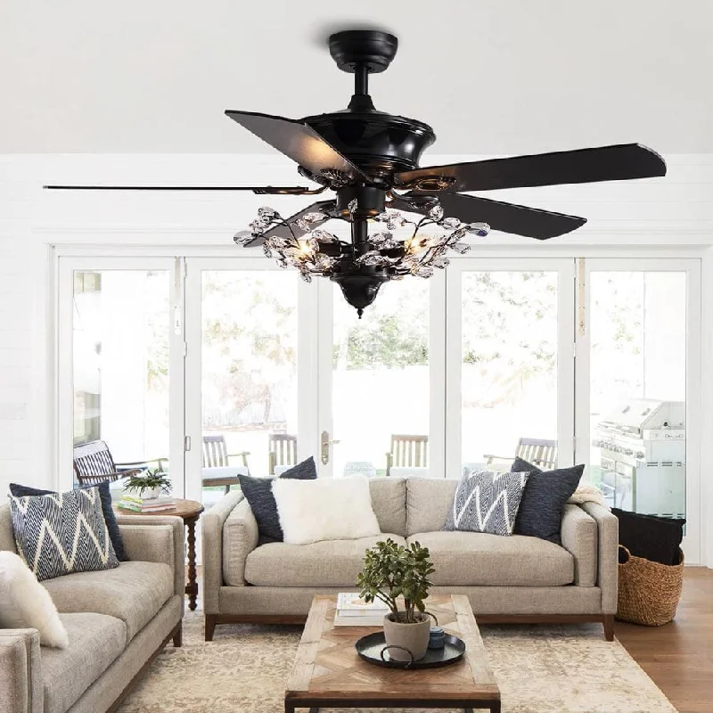 Oversized Chandeliers as a Statement Piece in Living RoomsOversized Chandeliers as a Statement Piece in Living Rooms5 - Blade Black Crystal Branch Ceiling Fan with Remote Control