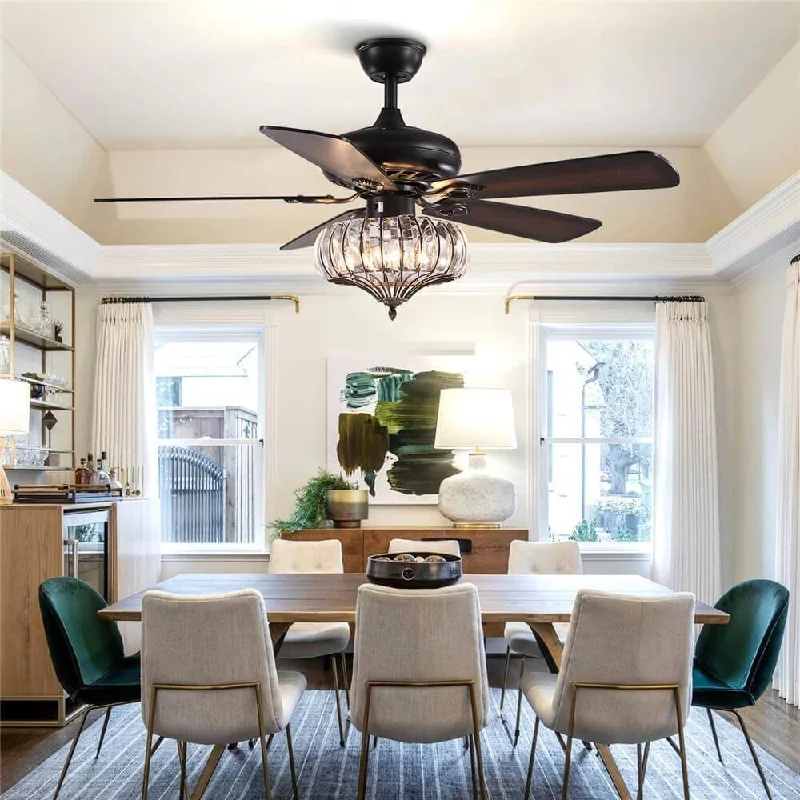 Mid - Century Modern Chandeliers for Vintage AppealMid - Century Modern Chandeliers for Vintage Appeal5 - Blade Black Frame Crystal Ceiling Fan with Remote Control for Living Room Mid - Century Modern Chandeliers for Vintage AppealMid - Century Modern Chandeliers for Vintage Appeal5 - Blade Black Frame Crystal Ceiling Fan with Remote Control for Living Room