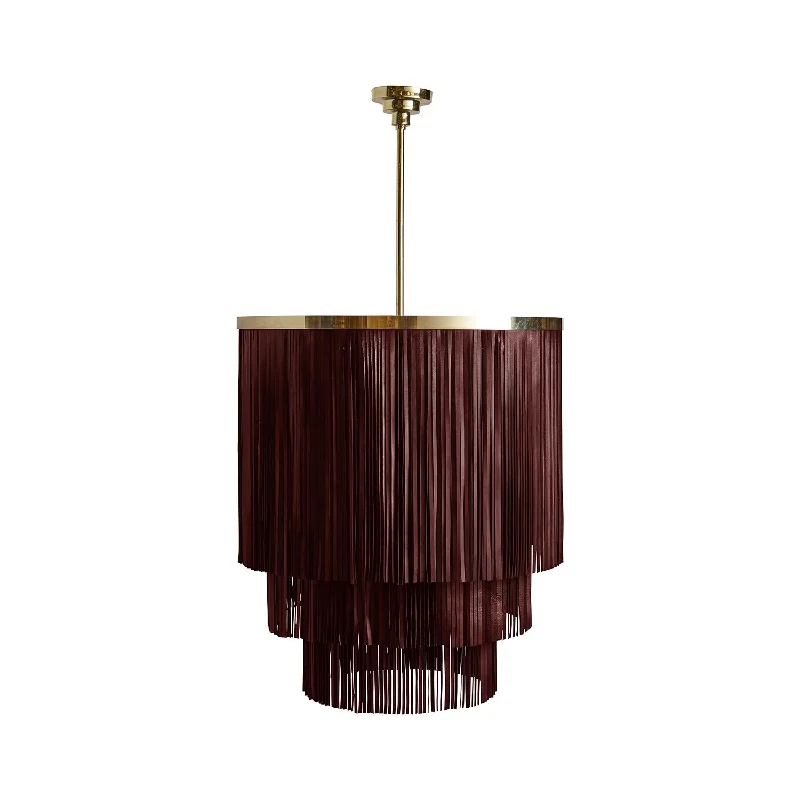 Large Chandeliers for Grand Halls and FoyersLarge Chandeliers for Grand Halls and FoyersSmall NeKeia Leather Chandelier in Brass Finish and NeKeia Leather