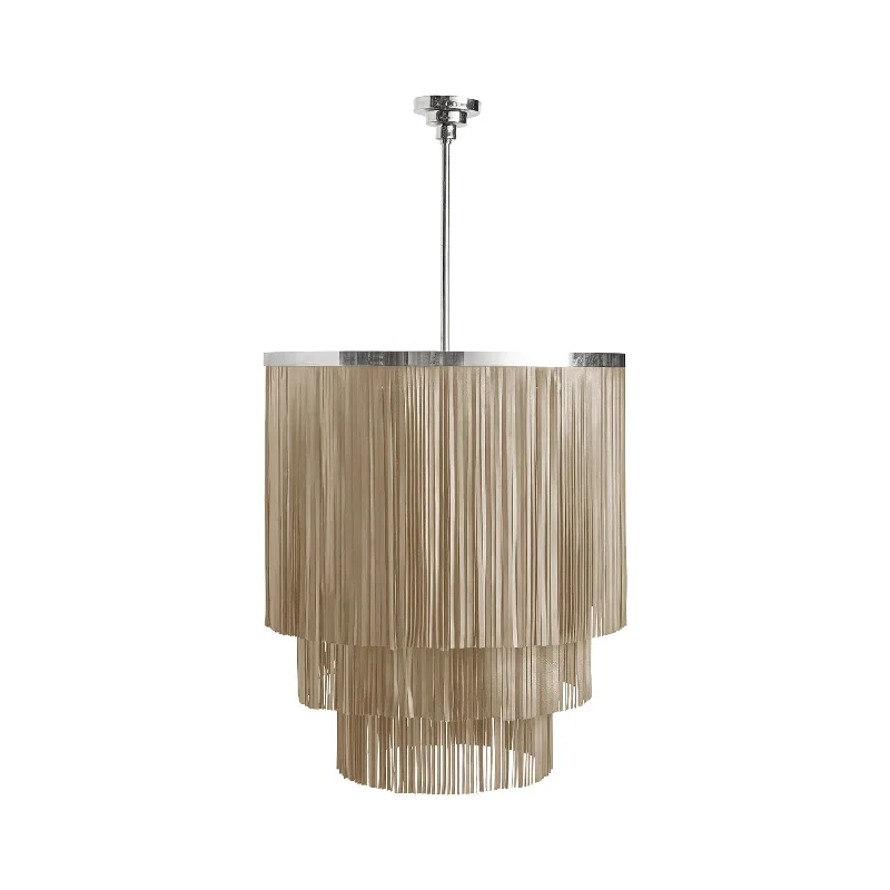 Bohemian - Style Beaded Chandeliers for Eclectic DecorBohemian - Style Beaded Chandeliers for Eclectic DecorSmall NeKeia Leather Chandelier in Nickel Finish and Cream-Stone Leather Bohemian - Style Beaded Chandeliers for Eclectic DecorBohemian - Style Beaded Chandeliers for Eclectic DecorSmall NeKeia Leather Chandelier in Nickel Finish and Cream-Stone Leather