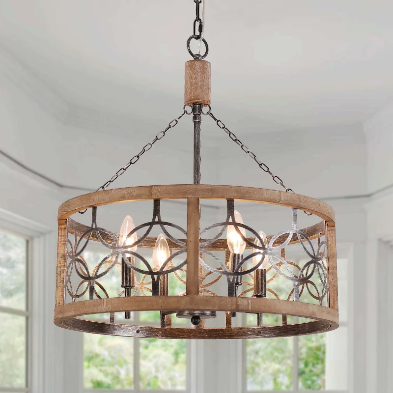 Chandeliers with Colored Glass for a Splash of ColorChandeliers with Colored Glass for a Splash of ColorOaks Aura Rustic Farmhouse 4-Light Wood Ceiling Light Drum Shabby Chic Wood Chandelier