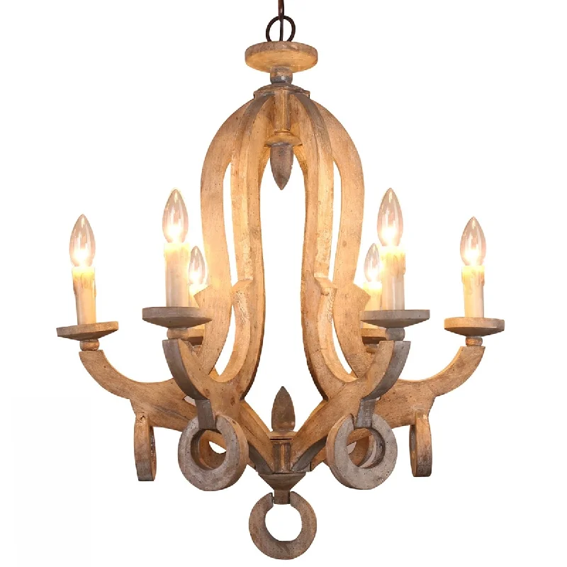 Chandeliers with Sputnik - Style Design for a Futuristic VibeChandeliers with Sputnik - Style Design for a Futuristic VibeOaks Aura Shabby Chic Candle-style 6-Light Wooden Chandelier, French Country Rustic Elegant Wood Ceiling Light