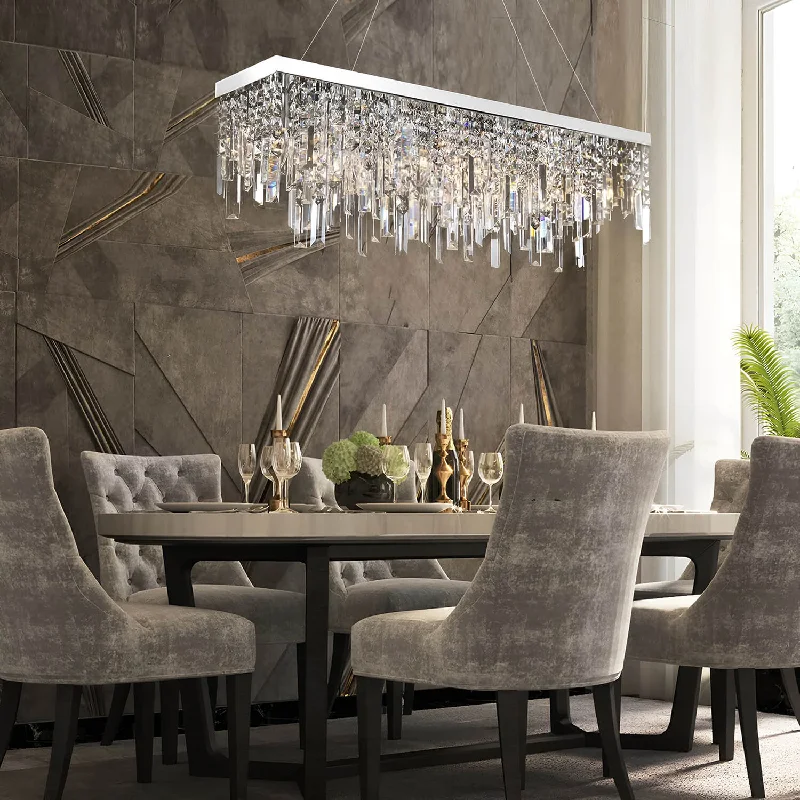 Chandeliers with Clear Crystal for a Sparkling EffectChandeliers with Clear Crystal for a Sparkling EffectRectangular Crystal Chandelier With Linear Design - Dining Room Chandeliers with Clear Crystal for a Sparkling EffectChandeliers with Clear Crystal for a Sparkling EffectRectangular Crystal Chandelier With Linear Design - Dining Room
