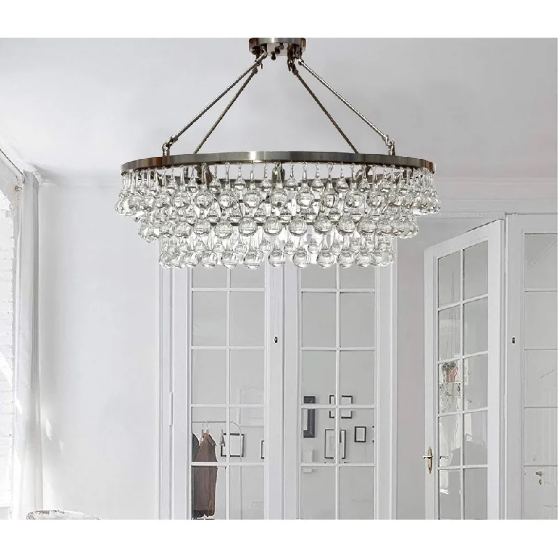 French Country Chandeliers with a Romantic AuraFrench Country Chandeliers with a Romantic AuraRound Crystal Chandelier Brushed Nickel Finish - Brushed Nickel