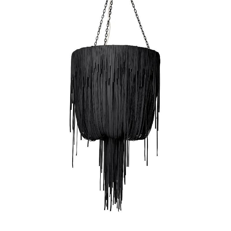Bohemian - Style Beaded Chandeliers for Eclectic DecorBohemian - Style Beaded Chandeliers for Eclectic DecorSmall Round Urchin Leather Chandelier in Premium Leather Bohemian - Style Beaded Chandeliers for Eclectic DecorBohemian - Style Beaded Chandeliers for Eclectic DecorSmall Round Urchin Leather Chandelier in Premium Leather