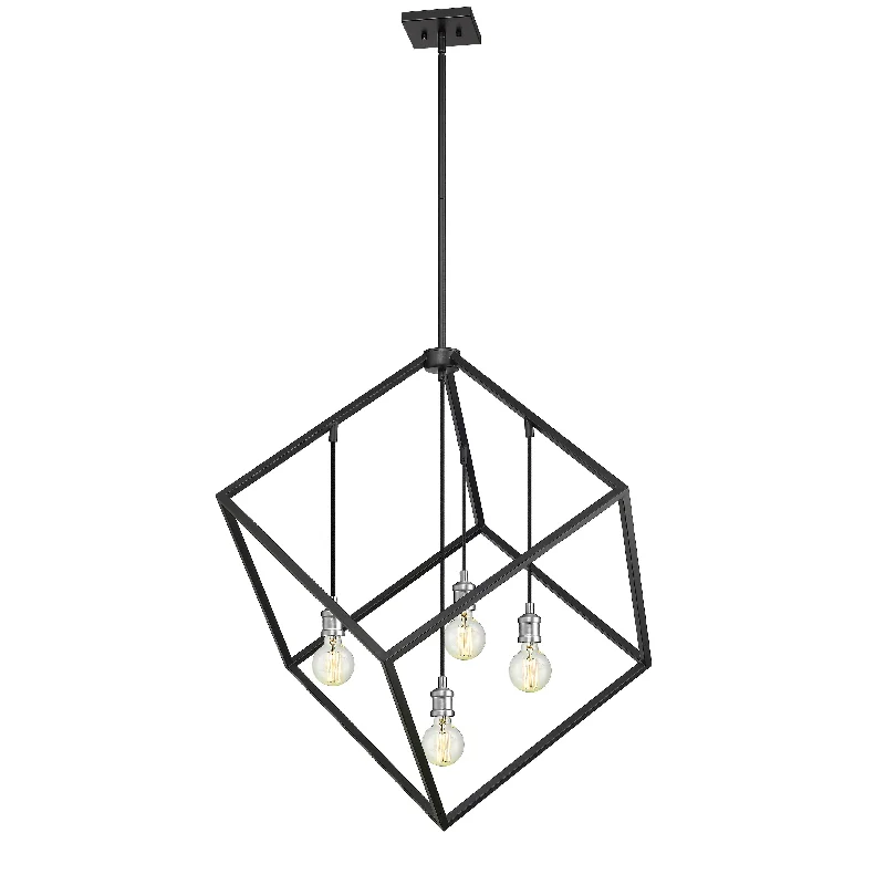 Chandeliers with Candle - Style Bulbs for a Classic AestheticChandeliers with Candle - Style Bulbs for a Classic AestheticVertical 4 Light 34 inch Matte Black and Brushed Nickel Chandelier.