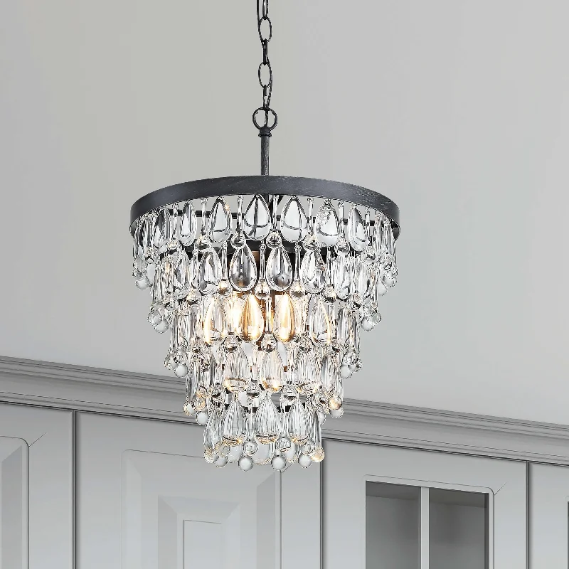 Rustic Wood Chandeliers for Country - Style HousesRustic Wood Chandeliers for Country - Style HousesViviana Antique Black 4-light Crystal Teardrop Round Chandelier - 14 inches in diameter x 19.5 inches H