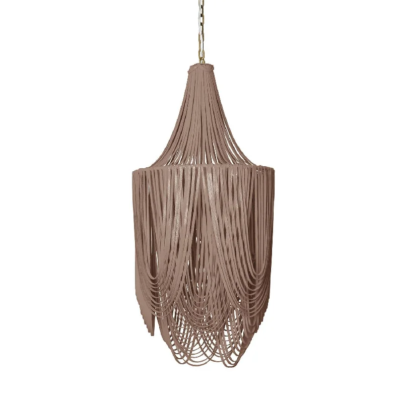 Mid - Century Modern Chandeliers for Vintage AppealMid - Century Modern Chandeliers for Vintage AppealSmall Round Whisper with Crown Leather Chandelier in Metallic Leather Mid - Century Modern Chandeliers for Vintage AppealMid - Century Modern Chandeliers for Vintage AppealSmall Round Whisper with Crown Leather Chandelier in Metallic Leather