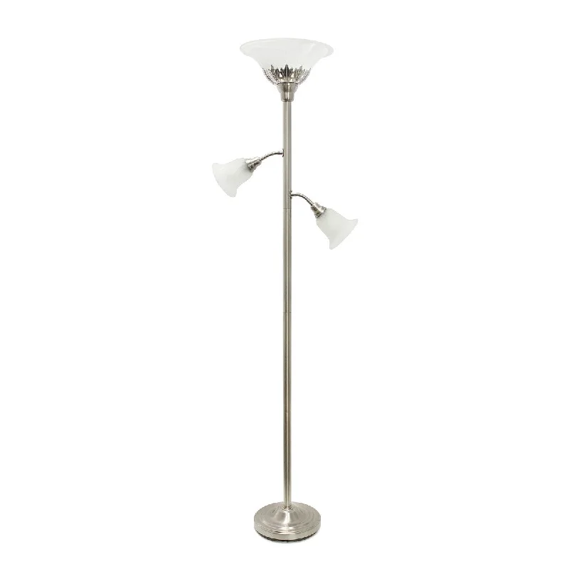 Glass Floor Lamp with Frosted Shades for Soft Diffused LightGlass Floor Lamp with Frosted Shades for Soft Diffused Light3 Light Floor Lamp with Scalloped Glass Shades in Silver Color