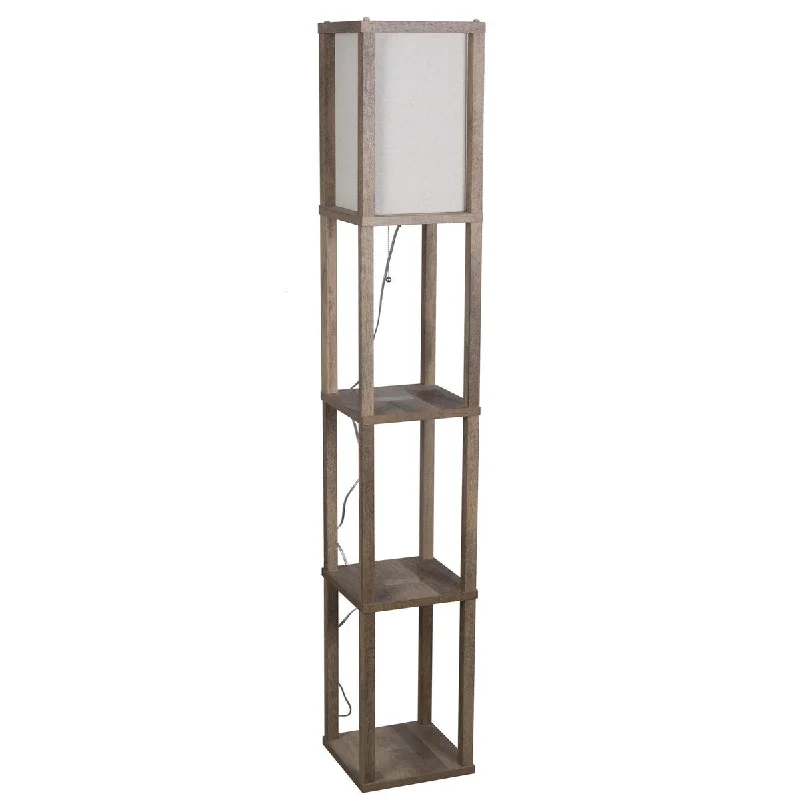USB Charging Port Floor Lamp for Convenient Device ChargingUSB Charging Port Floor Lamp for Convenient Device Charging62.5" Brown Crossmill Shelf Floor Lamp, Wood Material